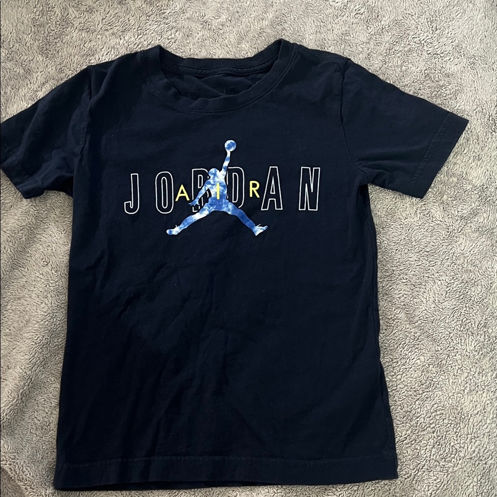 Jordan Boys Navy Blue Tee with Blue Jumpman Logo
